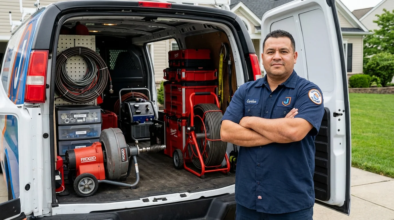 Professional drain cleaning equipment and Johns Plumbing LLC plumber in Arlington Heights