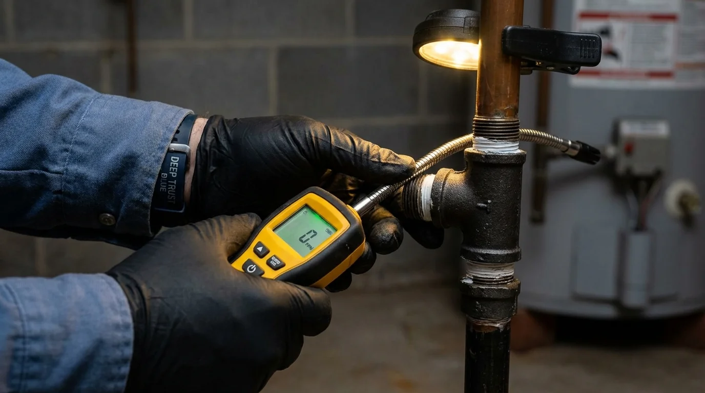 Gas leak detection with electronic sniffer by Johns Plumbing LLC in Arlington Heights